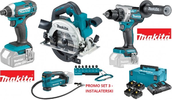 MAKITA promo set 3 - instalaterski DDF486Z+DTD152Z+DHS660Z+DMP180Z+E-11994+197626-8  MJP23